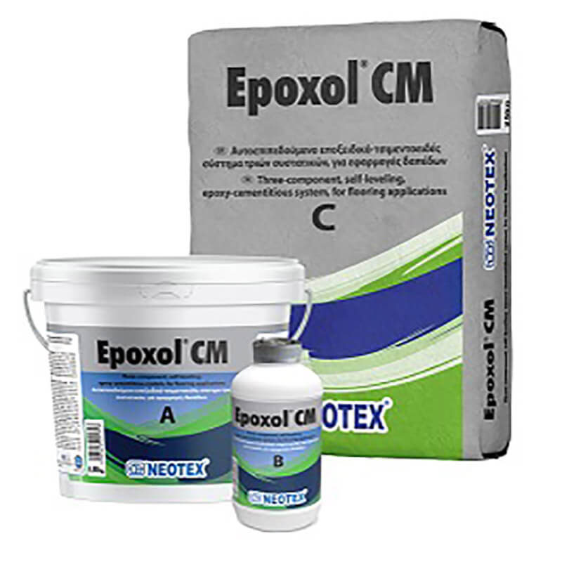 Epoxol CM Εποξειδικό-τσιμεντοειδές σύστημα τριών συστατικών, που χρησιμοποιείται για τη δημιουργία αυτοεπιπεδούμενων δαπέδων πάχους 1-3 mm