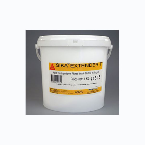 Extender T (Stellmittel) Αδρανής, λεπτή, λευκή, ινώδης σκόνη πολυμερών που χρησιμοποιείται ως θιξοτροπικός παράγοντας για τα ρητινούχα δάπεδα Sikafloor