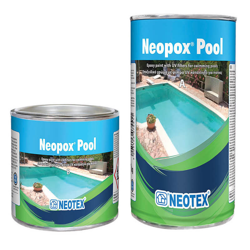 Neopox Pool Εποξειδική βαφή δύο συστατικών βάσης διαλύτη, με φίλτρα UV, ιδανική για προστασία και διακόσμηση πισίνας