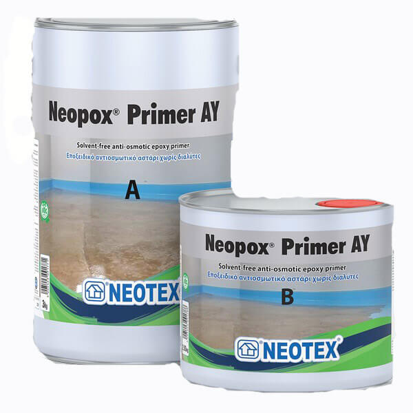 Neopox Primer AY Εποξειδικό αντιοσμωτικό αστάρι δύο συστατικών χωρίς διαλύτες, ιδανικό για εφαρμογή σε δάπεδα με ανερχόμενη υγρασία