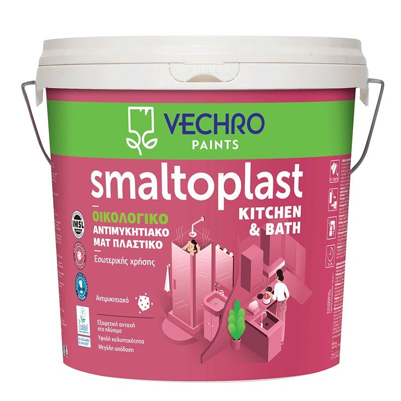 Smaltoplast Kitchen & Bath Οικολογικό ματ χρώμα εσωτερικής χρήσης με αντιμυκητιακή δράση. Ιδανικό για μπάνια και κουζίνες
