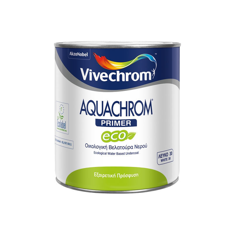AQUACHROM PRIMER ECO Είναι οικολογική βελατούρα νερού ιδανική για εσωτερικές ξύλινες επιφάνειες. Είναι πιστοποιημένο οικολογικό χρώμα