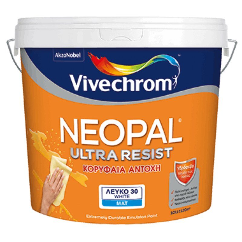 NEOPAL ULTRA RESIST Είναι πλαστικό χρώμα κορυφαίας αντοχής, για εσωτερική χρήση