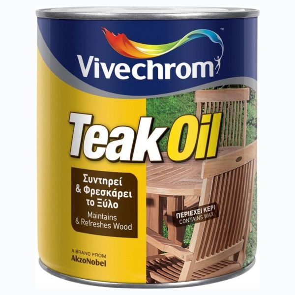 TEAK OIL Είναι ένα ειδικό μείγμα από έλαια, το οποίο χρησιμοποιείται για τη συντήρηση και το φρεσκάρισμα σκληρών κυρίως ξύλων